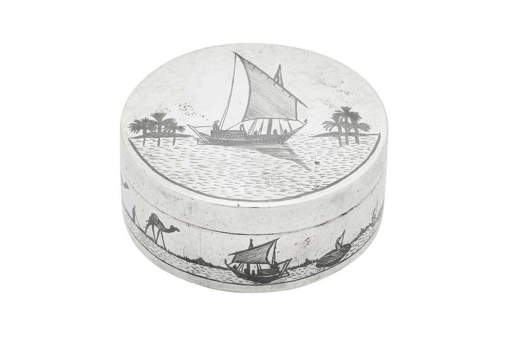 Lot 175 - An early 20th century Iraqi silver and niello small box, Omara circa 1930