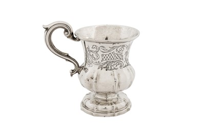 Lot 77 - A mid-19th century Indian colonial silver christening mug, Madras circa 1840 by George Gordon & Co (active 1821-48)