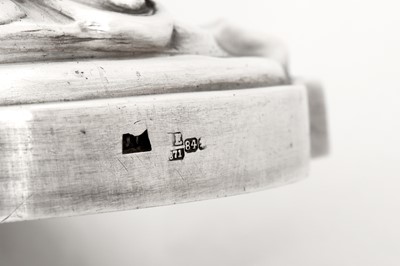 Lot 183 - A pair of Alexander II mid-19th century Russian 84 zolotnik silver candlesticks, Moscow 1871 by J.T.