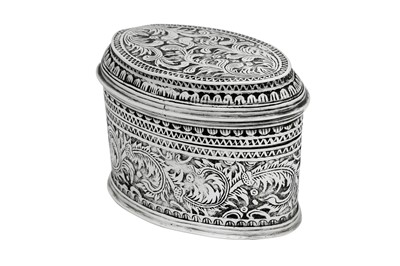 Lot 120 - A late 19th century Burmese unmarked silver lime box, Shan States circa 1890