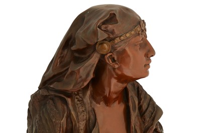 Lot 258 - A SIGNED FRENCH POLYCHROME-PATINATED BRONZE FIGURE OF THE ETHIOPIAN PRINCESS, AIDA