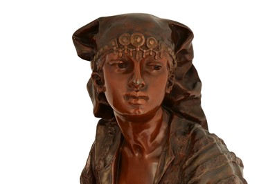Lot 258 - A SIGNED FRENCH POLYCHROME-PATINATED BRONZE FIGURE OF THE ETHIOPIAN PRINCESS, AIDA