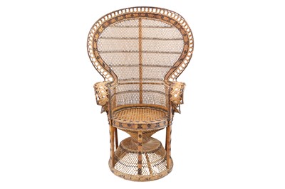 Lot 384 - A WICKER PEACOCK CHAIR, 20TH CENTURY