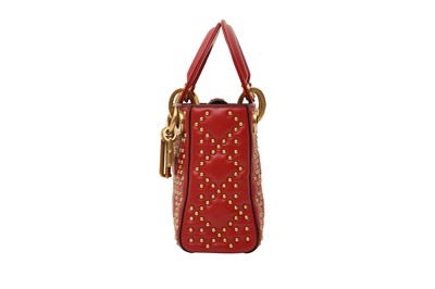 Lot 44 - Christian Dior Red Studded Mini Lady Dior Bag