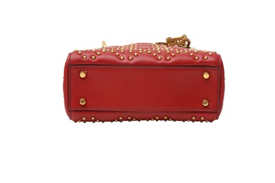 Lot 44 - Christian Dior Red Studded Mini Lady Dior Bag