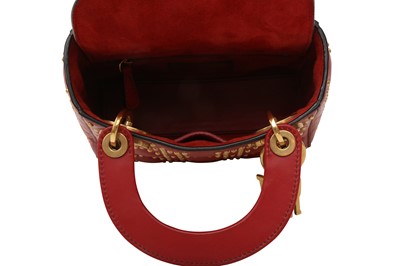 Lot 44 - Christian Dior Red Studded Mini Lady Dior Bag