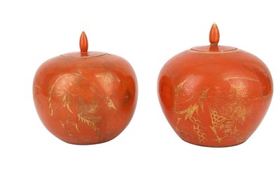 Lot 280 - A PAIR OF CHINESE CORAL-GLAZED JARS, LATE 19TH CENTURY