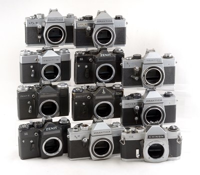 Lot 152 - Group of Zenit & Praktica 35mm SLR Camera Bodies.