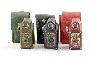 Lot 235 - Group of Three Coronet Midget Cameras in Colour Co-ordinated cases