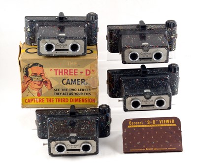 Lot 457 - Group of Four Coronet 3-D Stereo Cameras for 127 Film.