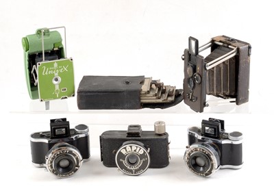 Lot 218 - Group of Miniature Cameras, inc a Green Univex Model AF.