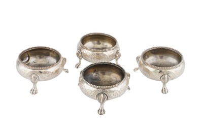 Lot 62 - A cased set of four Victorian sterling silver salts, London 1869 by Robert Harper