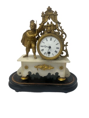 Lot 193 - A 19TH CENTURY FRENCH FIGURAL SPELTER MANTEL CLOCK