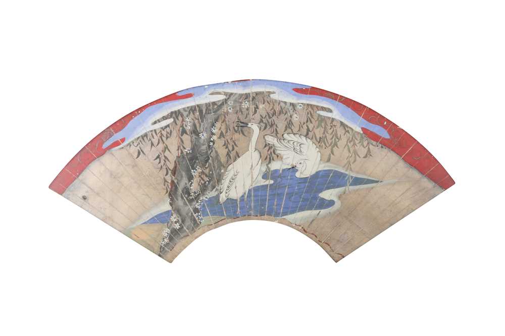 Lot 1032 - A JAPANESE FAN PAINTING