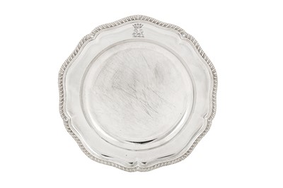 Lot 72 - Maharaja Sir Duleep Singh - A pair of George III sterling silver dinner plates, London 1807 by Robert Garrard I (reg. 11th Aug 1802)