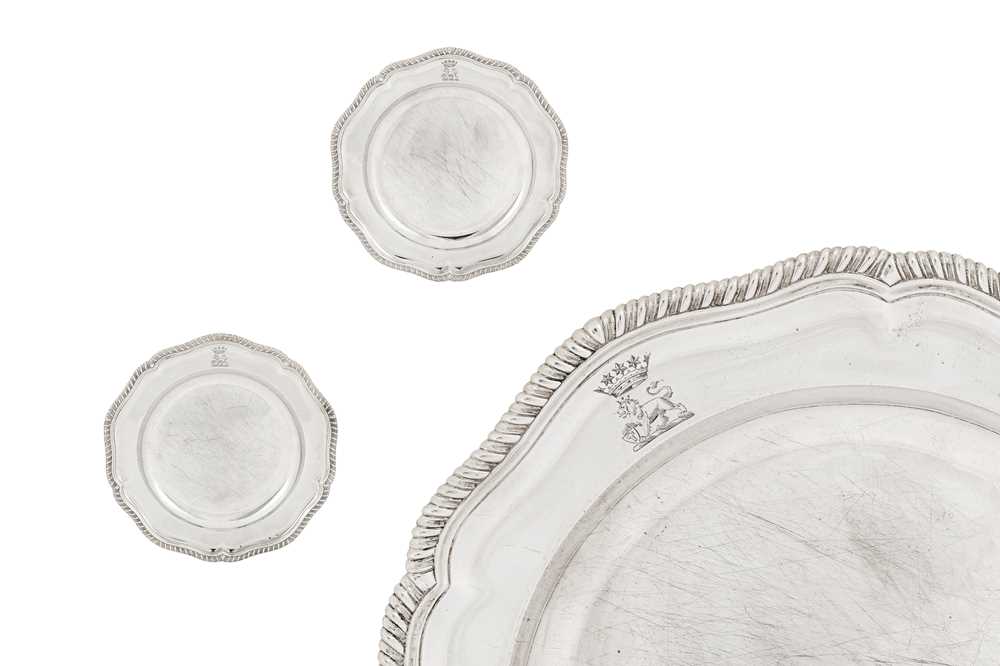 Lot 72 - Maharaja Sir Duleep Singh - A pair of George III sterling silver dinner plates, London 1807 by Robert Garrard I (reg. 11th Aug 1802)