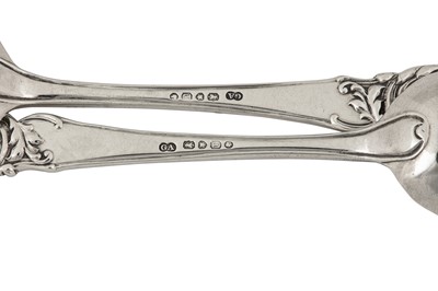 Lot 73 - Maharaja Sir Duleep Singh - A set of six Victorian sterling silver dessert spoons, London 1854 and 1874 by George Adams of Chawner and Co