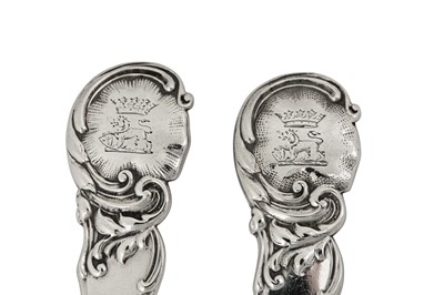 Lot 73 - Maharaja Sir Duleep Singh - A set of six Victorian sterling silver dessert spoons, London 1854 and 1874 by George Adams of Chawner and Co