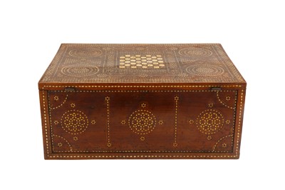 Lot 247 - λ A HISPANO-MORESQUE MUDEJAR IVORY-INLAID WALNUT SCRIBE'S CHEST