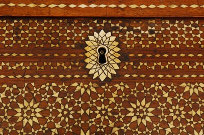 Lot 247 - λ A HISPANO-MORESQUE MUDEJAR IVORY-INLAID WALNUT SCRIBE'S CHEST