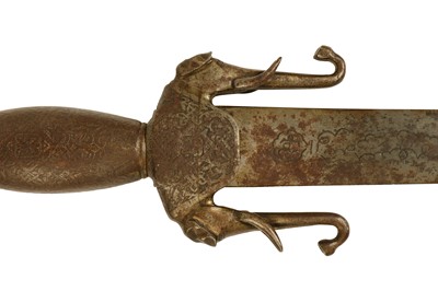 Lot 245 - A LONG NASRID-REVIVAL SWORD WITH ELEPHANT-SHAPED QUILLONS