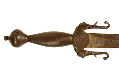 Lot 245 - A LONG NASRID-REVIVAL SWORD WITH ELEPHANT-SHAPED QUILLONS