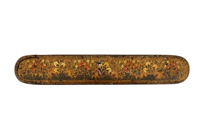 Lot 500 - A VERY LARGE KASHMIRI LACQUERED PAPIER-MÂCHÉ PEN CASE