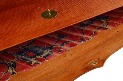 Lot 328 - A POLYCHROME-PAINTED, LACQUERED AND TOOLED LEATHER PORTABLE ESCRITOIRE MADE FOR THE IRANIAN MARKET