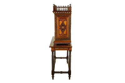 Lot 250 - λ A BONE, IVORY AND COLOURED WOOD-INLAID HISPANO-MORESQUE NASRID-REVIVAL CABINET ON STAND