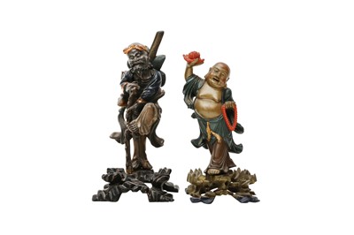 Lot 728 - TWO CHINESE FUZHOU (FOOCHOW) LACQUER FIGURES