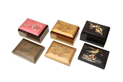 Lot 874 - THREE SETS OF CHINESE FUZHOU (FOOCHOW) LACQUER NESTING BOXES