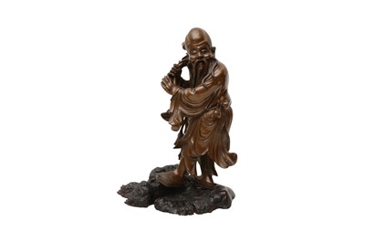 Lot 878 - A CHINESE FUZHOU (FOOCHOW) LACQUER FIGURE OF SHOU LAO