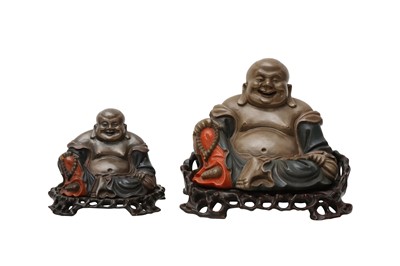 Lot 877 - TWO CHINESE FUZHOU (FOOCHOW) LACQUER BUDDHAS