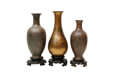 Lot 725 - THREE CHINESE FUZHOU (FOOCHOW) LACQUER VASES