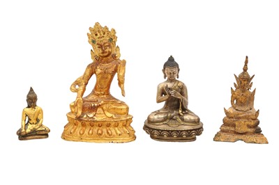 Lot 216 - FOUR CHINESE AND THAI BRONZE FIGURES