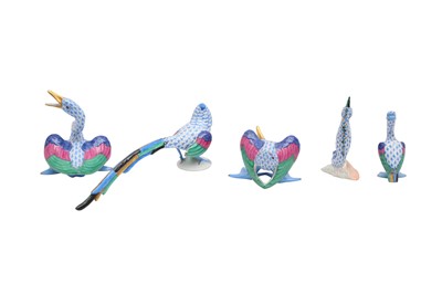 Lot 222 - A PAIR OF HEREND GOOSE FIGURES