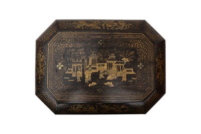 Lot 706 - λ A CHINESE EXPORT PAINTED LACQUER SEWING BOX