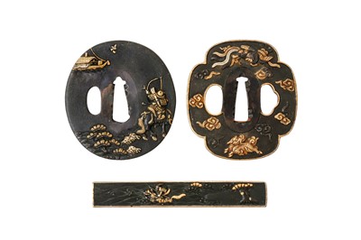 Lot 1017 - TWO JAPANESE SHAKUDO TSUBA AND A KOZUKA