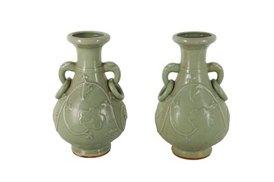 Lot 279 - A PAIR OF CHINESE CELADON-GLAZED VASES, EARLY 20TH CENTURY