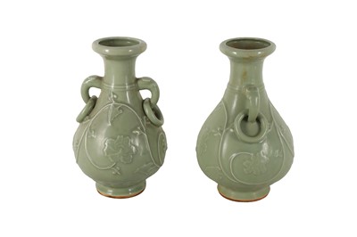 Lot 279 - A PAIR OF CHINESE CELADON-GLAZED VASES, EARLY 20TH CENTURY