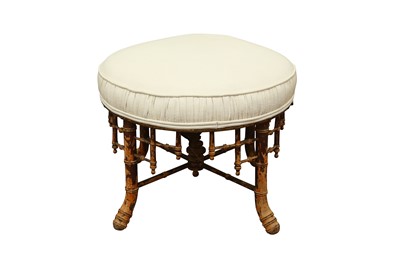 Lot 429 - AN AESTHETIC MOVEMENT FAUX BAMBOO STOOL