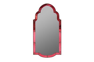 Lot 479 - A LATE 19TH CENTURY MIRROR WITH CRANBERRY FRAME