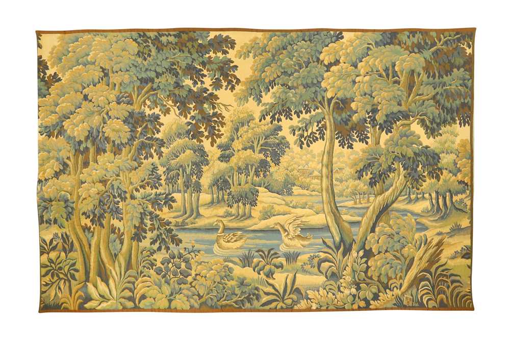 Lot 466 - A LOUIS XV STYLE 'VERDURE ET COLVERTS' TAPESTRY PANEL