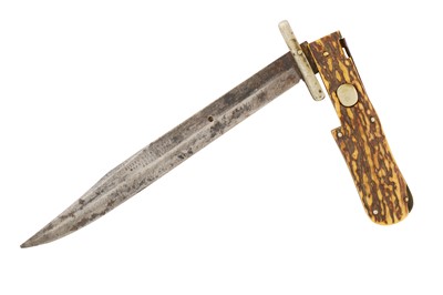 Lot 320 - A BONE-HILTED FOLDING STEEL KNIFE BY JOSEPH RODGERS & SONS