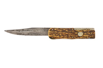 Lot 320 - A BONE-HILTED FOLDING STEEL KNIFE BY JOSEPH RODGERS & SONS