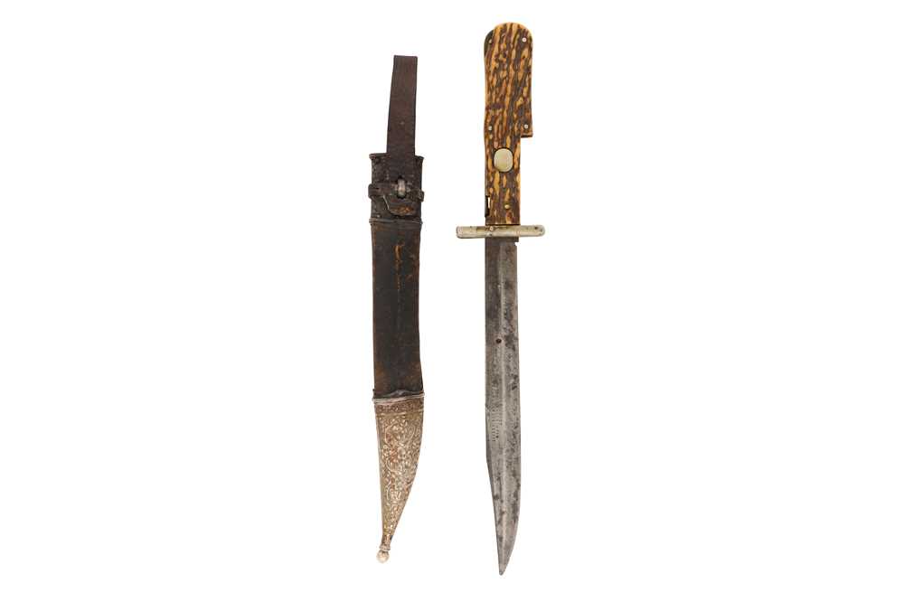 Lot 320 - A BONE-HILTED FOLDING STEEL KNIFE BY JOSEPH RODGERS & SONS