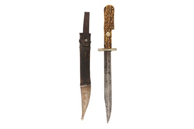 Lot 269 - A BONE-HILTED FOLDING STEEL KNIFE BY JOSEPH RODGERS & SONS