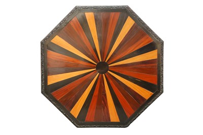 Lot 509 - AN IMPRESSIVE AND VERY LARGE ANGLO-INDIAN EBONY AND SPECIMEN WOOD-INLAID CENTRE TABLE