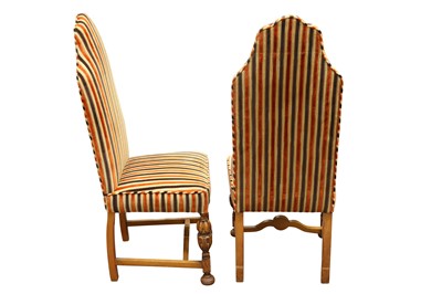 Lot 412 - A PAIR OF 18TH CENTURY STYLE OVERSTUFFED HUMP BACK SIDE CHAIRS