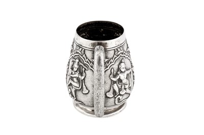 Lot 444 - A LATE 19TH CENTURY ANGLO-INDIAN SILVER CHRISTENING MUG